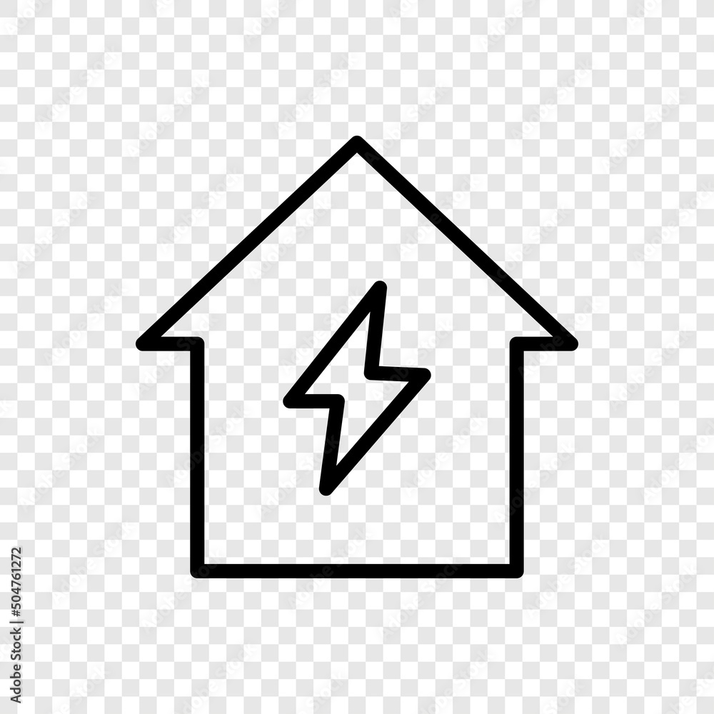 Flash, house simple icon vector. Flat design. Transparent grid.ai Flash, house simple icon vector. Flat design. Transparent grid.ai