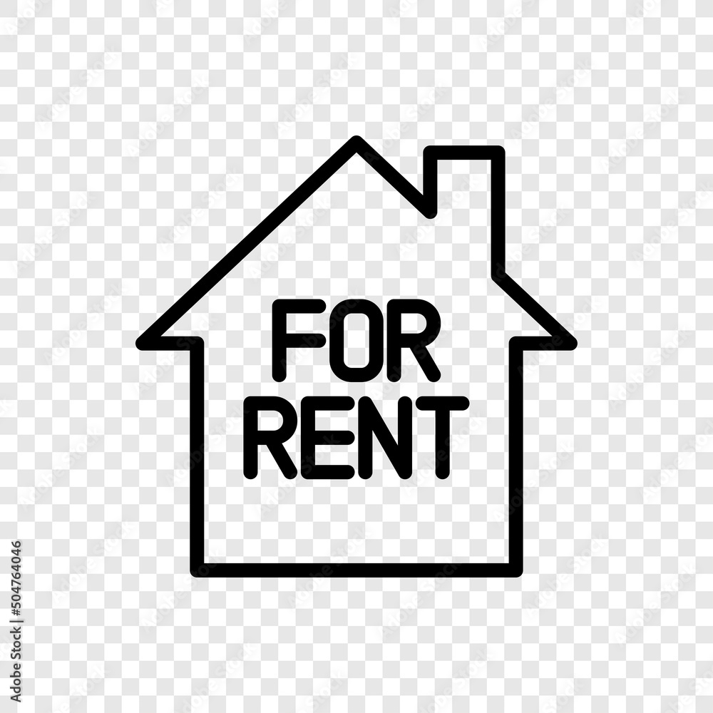 For rent, house simple icon vector. Flat design. Transparent grid.ai For rent, house simple icon vector. Flat design. Transparent grid.ai