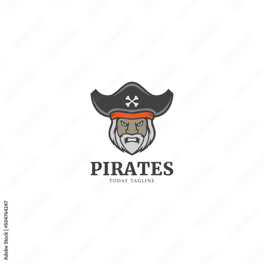 pirates head cool logo design vector graphic icon symbol illustration