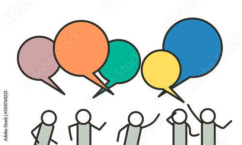 People chat talk dialogue vector communicate illustration teamwork. Network speech bubble community conversation concept. Character discussion connection idea