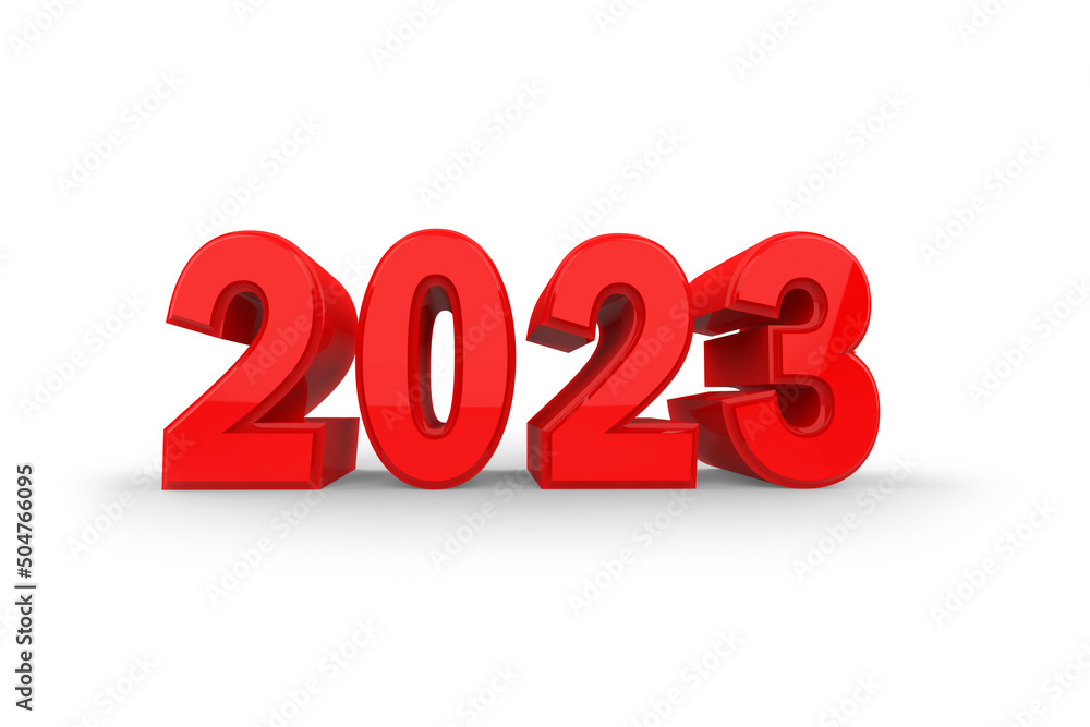 3d Illustration of happy new year 2023 in Red color 3d Illustration of happy new year 2023 in Red color