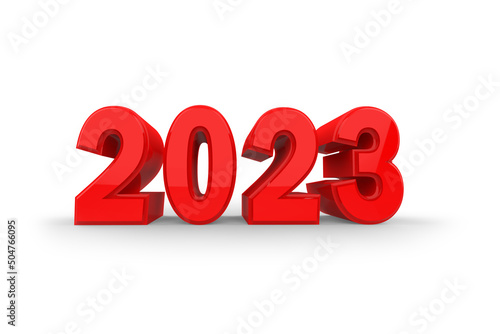 3d Illustration of happy new year 2023 in Red color