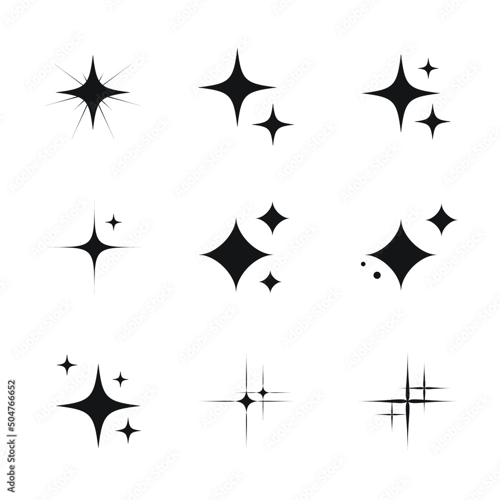 custom made wallpaper toronto digitalSparkling stars shape vector symbols isolated flat style. vector illustration on white background.