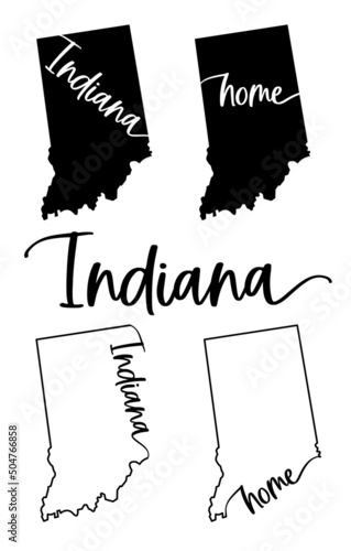 Stylized map of the U.S. Indiana State vector illustration photo
