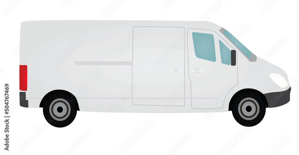 White mini van. vector illustration