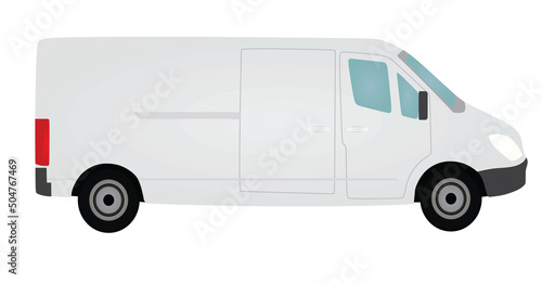 White mini van. vector illustration