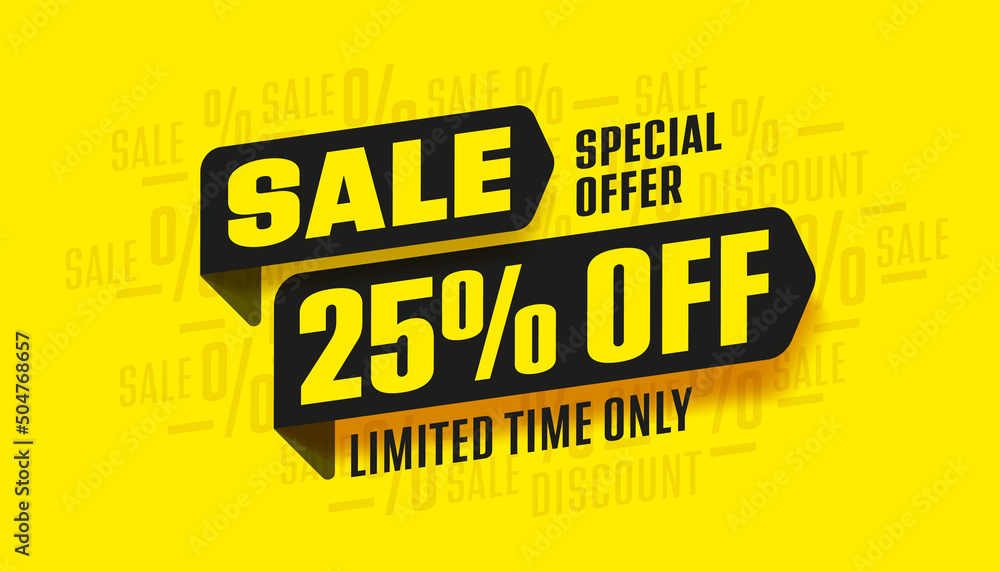 Yellow sale tag with discount promo offer design