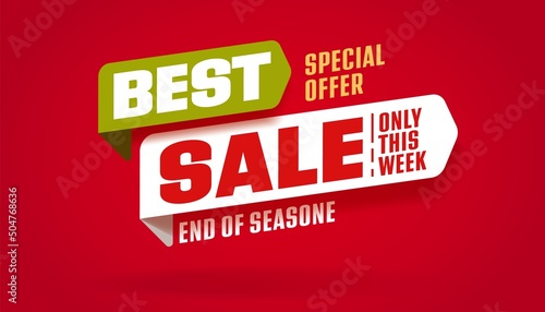 Sale Banner with Promo Offer on red background.