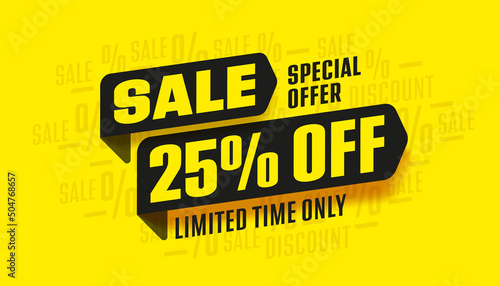 Yellow sale tag with discount promo offer design