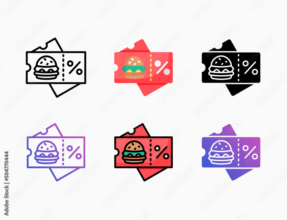 Ταπετσαρία Coupon food voucher icon set with different styles