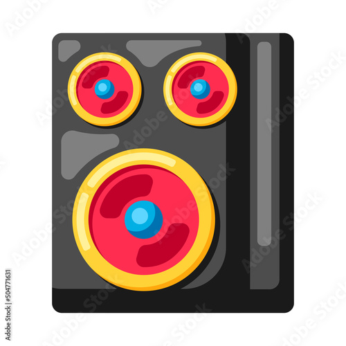 Illustration of musical subwoofer acoustics. Music party creative image.