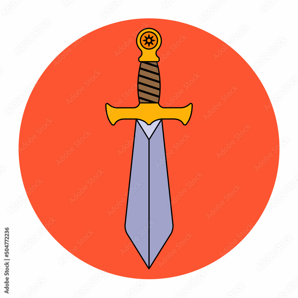 A Long Sword With A Golden Handle From The Middle Ages Flat Vector a-long-sword-with-a-golden-handle-from-the-middle-ages-flat-vector