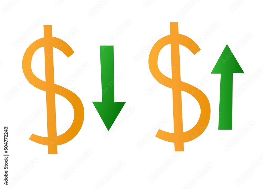 Dollar signs set up and down currency. Dollar signs set up and down currency.