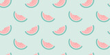 Seamless colorful summer pattern with watermelon piece