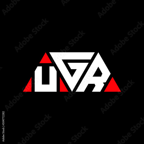 UGR triangle letter logo design with triangle shape. UGR triangle logo design monogram. UGR triangle vector logo template with red color. UGR triangular logo Simple, Elegant, and Luxurious Logo... photo