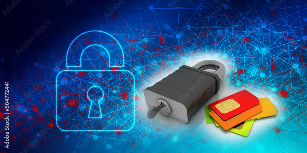 3d render Sim card with padlock
3d render Sim card with padlock