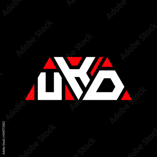 UKD triangle letter logo design with triangle shape. UKD triangle logo design monogram. UKD triangle vector logo template with red color. UKD triangular logo Simple, Elegant, and Luxurious Logo... photo