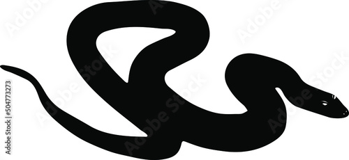 poisonous cartoon snake black silhouette vector isolated wild nature eps10