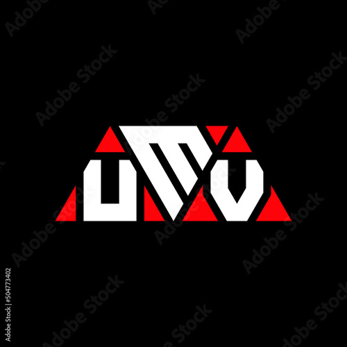 UMV triangle letter logo design with triangle shape. UMV triangle logo design monogram. UMV triangle vector logo template with red color. UMV triangular logo Simple, Elegant, and Luxurious Logo... photo