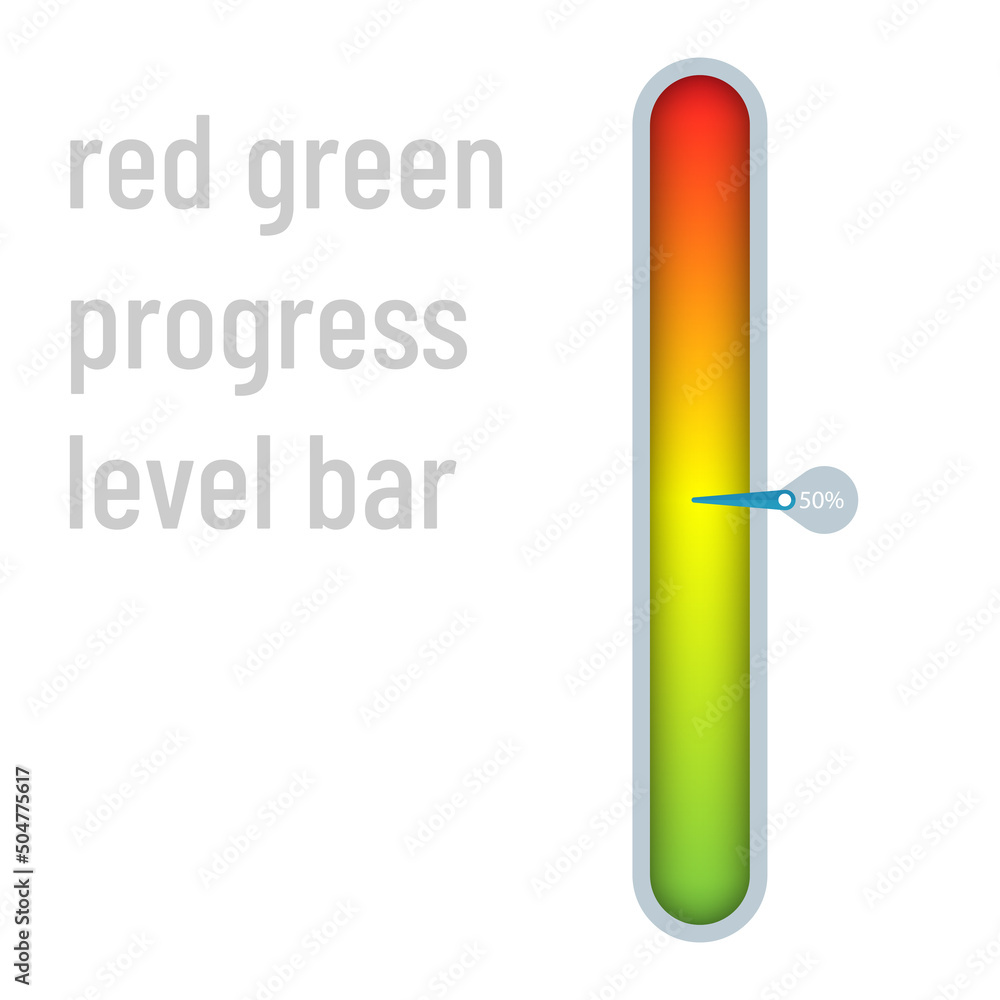 Red green progress level bar. Progress indicator bar template. Creative