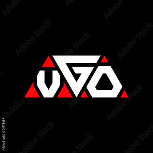 VGO triangle letter logo design with triangle shape. VGO triangle logo design monogram. VGO triangle vector logo template with red color. VGO triangular logo Simple, Elegant, and Luxurious Logo... photo