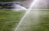 Sprinklers watering the field