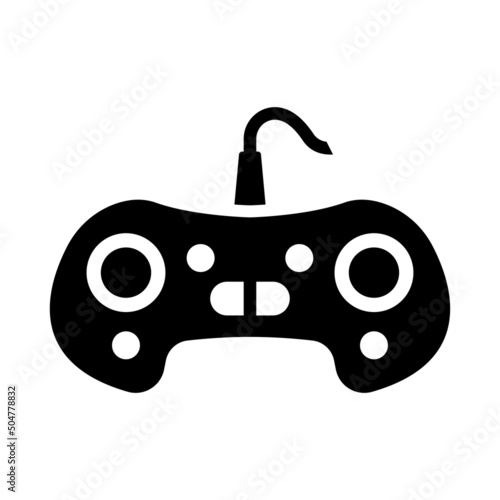 Gamepad icon. Black silhouette. Top view in front. Vector simple flat graphic illustration. Isolated object on a white background. Isolate.