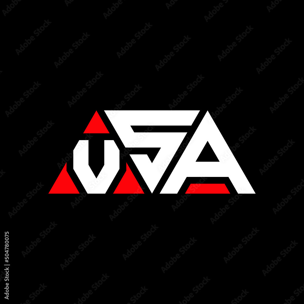 Vetor de VSA triangle letter logo design with triangle shape. VSA