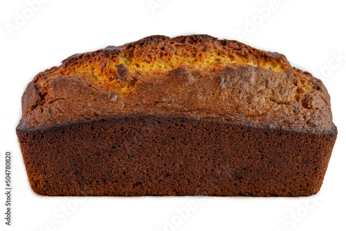 Home Baked Whole Wheat Banana Bread Loaf Isolated on White