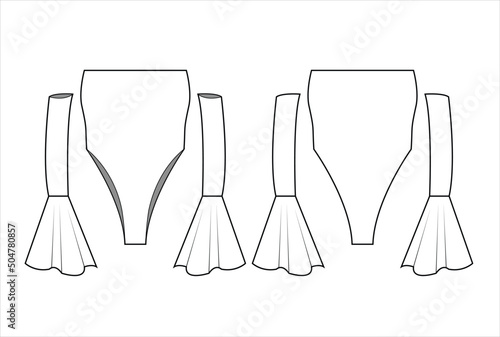 Ladies' swimsuit flat sketch/ CAD template