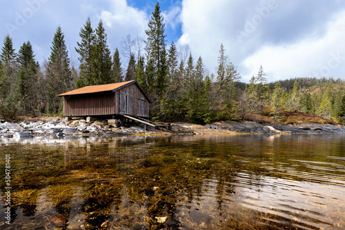 Boathouse on the Norwegian Fjord