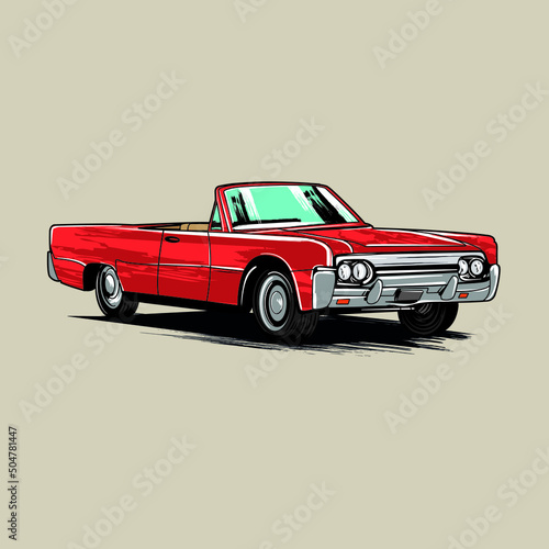Old sedan vector drawing illustration. Good for vintage and retro car lover t-shirt design.