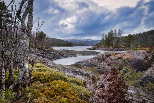 Norwegian wide dramatic fjord landscape 