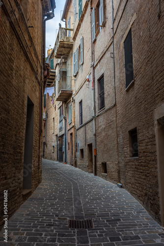 Fototapeta Naklejka Na Ścianę i Meble -  Street in the town historic center of Recanati Italy