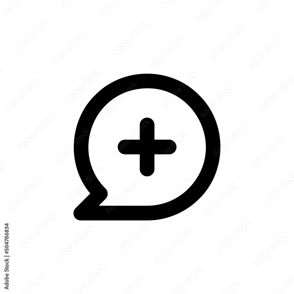 Chat Add speech bubble linear style icon. Add comment or message symbol isolated on white background. Vector EPS 10 Chat Add speech bubble linear style icon. Add comment or message symbol isolated on white background. Vector EPS 10