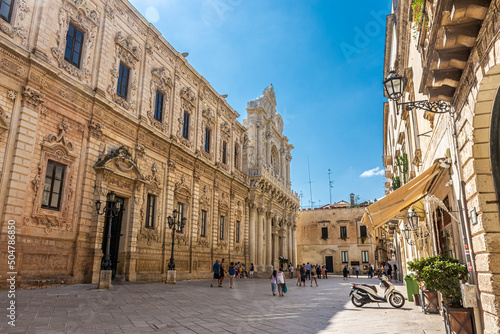 LECCE, ITALY, 19 AUGUST 2021 Square of Santa Croce in the historic center