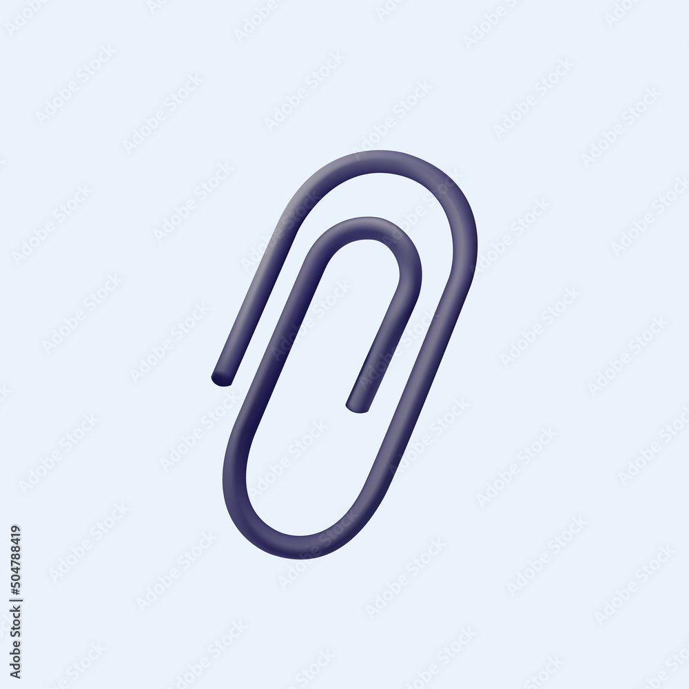 Paper clip. 3d vector icon. Cartoon minimal style. Black isolated icon of paper clip on white background. Silhouette. Paper clip. 3d vector icon. Cartoon minimal style. Black isolated icon of paper clip on white background. Silhouette.