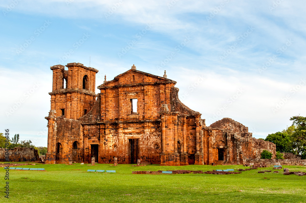 Jesuit Ruins in São Miguel das Missões, Rio Grande do Sul, Brazil - obrazy, fototapety, plakaty 