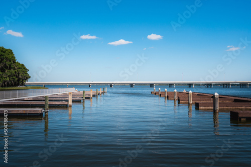 Lake Harris boat docks at Hickory Point Recreation Park in Tavares, Florida photo