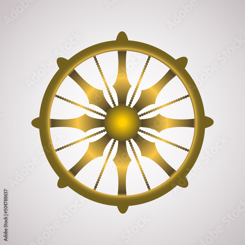Wheel of Sansara. In Buddhism a symbol of rebirth, getting out of the wheel, liberation. Icon, clipart for website, application about self-development, Buddhism, meditation. 