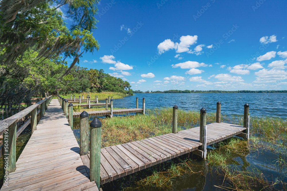Trimble Park a lakeside park with trails and docks in Mount Dora, Florida