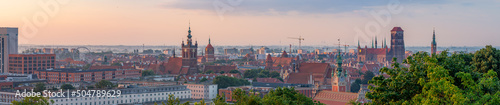 Gdansk, Poland, morning panorama of historical old city