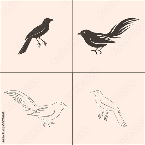 bird logo on black and white design.