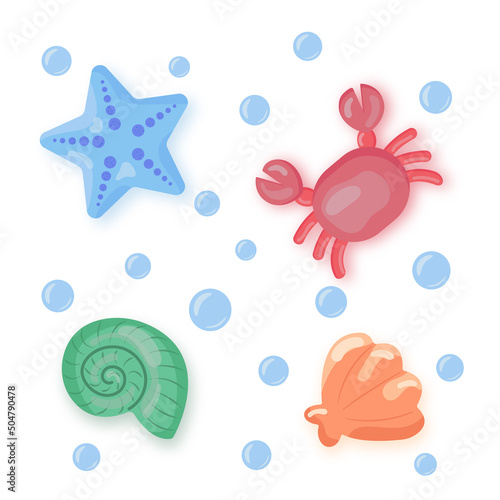 sea set shell crab starfish