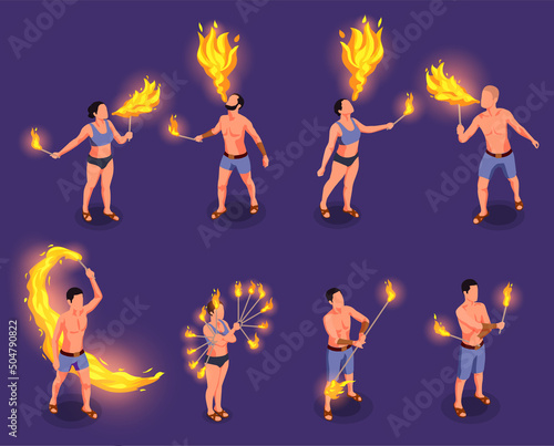 Fire Show Isometric Set