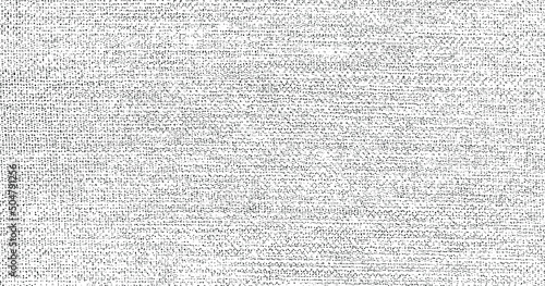 Distressed fabric texture. Vector texture of weaving fabric. Grunge background. Abstract halftone vector illustration. Overlay for interesting effect and depth. Black isolated on white background.