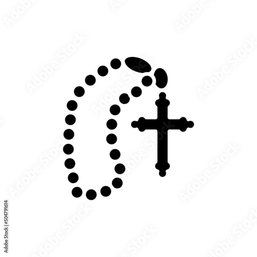 Rosary with a cross line color icon. Isolated vector element.
