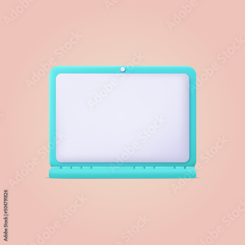 3d cartoon style laptop. Vector
