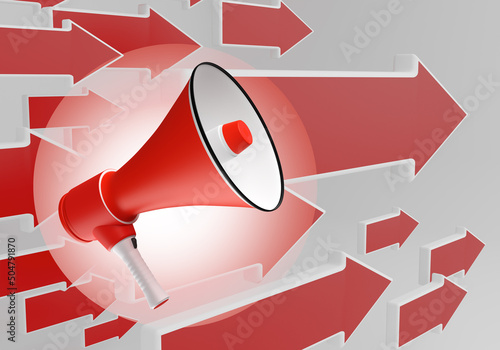 Red megaphone. Visualizatio...