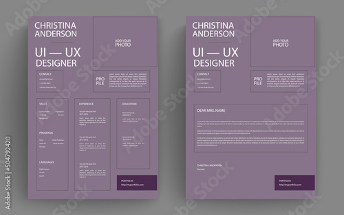 Professional clean modern resume cv and cover letter business layout vector template. Minimalist resume cv elegant stylish design template. Multipurpose resume and letterhead design.